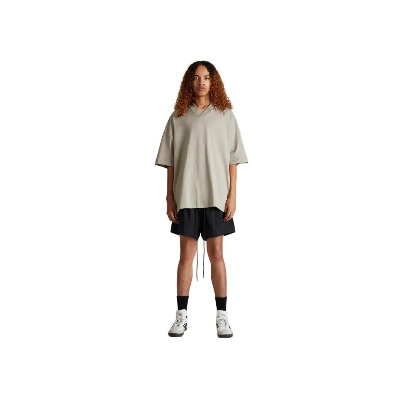 Fear Of God Essentials Logo print V neck Cotton T shirt-2