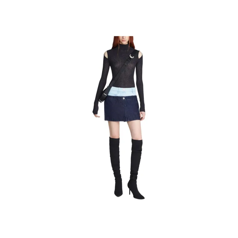DION LEE Double layer Denim Miniskirt-1