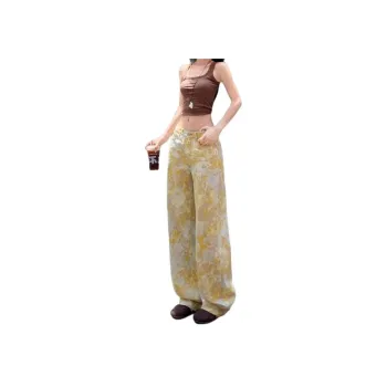 Concubine Zhu Jeans Women's Yellow Golden Floral