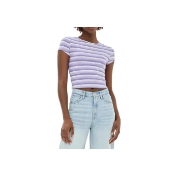 REFORMATION Regular T Shirt Women's Purple Stripes