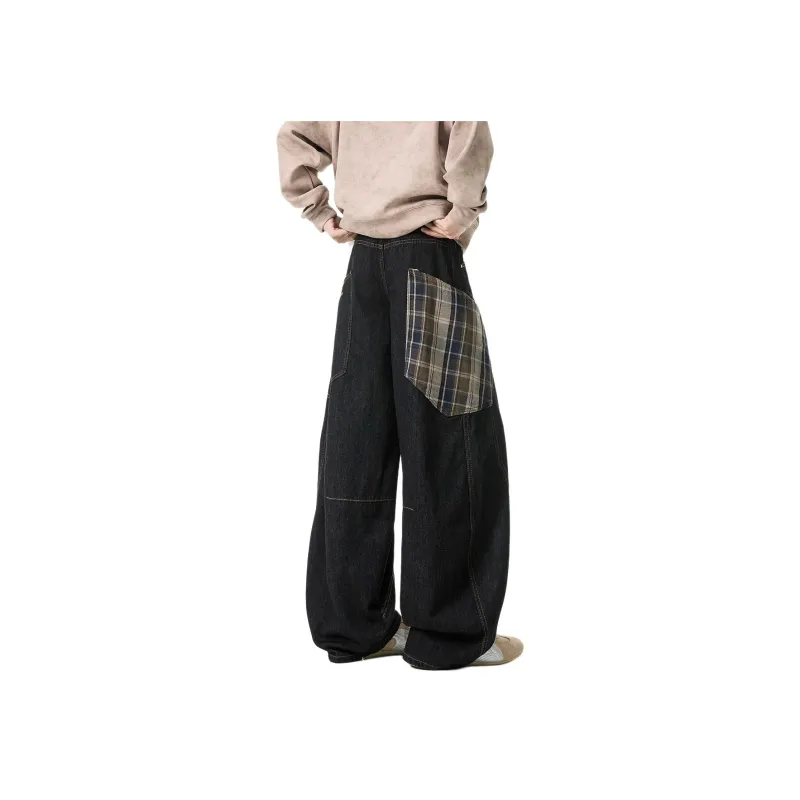 QOTRIOCK Jeans Men's Khaki Plaid-4
