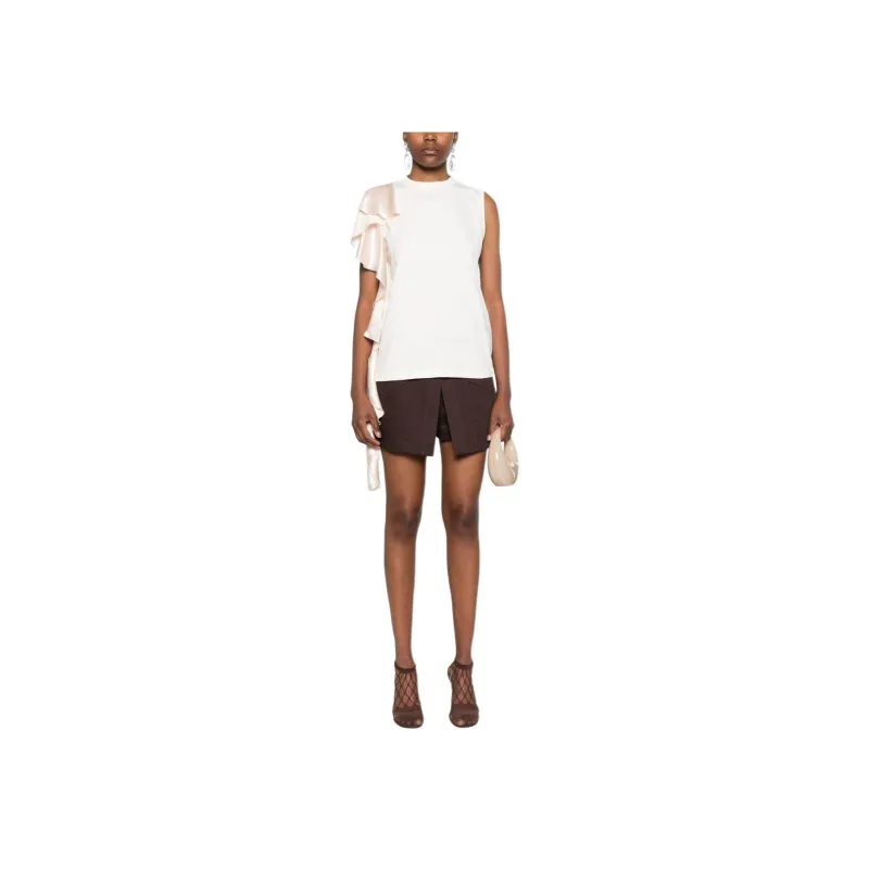 MSGM Draped Detail Asymmetric Satin Blouse-2