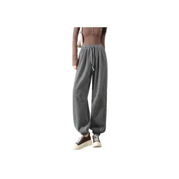FAWENXIANGZI Casual Pants Women's Black Gray Stripes