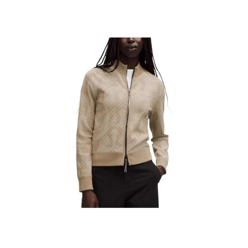 Lululemon x SLNSH Two Tone Fitted Full Zip Sweater Knitwear Women's Mojave Tan/Sheer Oak-0
