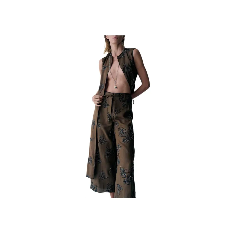 ZARA Tank Tops Women's Brown-1