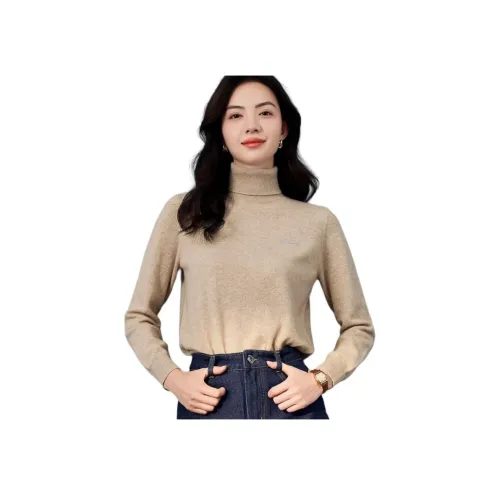 MIHUANG 베이지 카멜 여성 캐시미어 스웨터