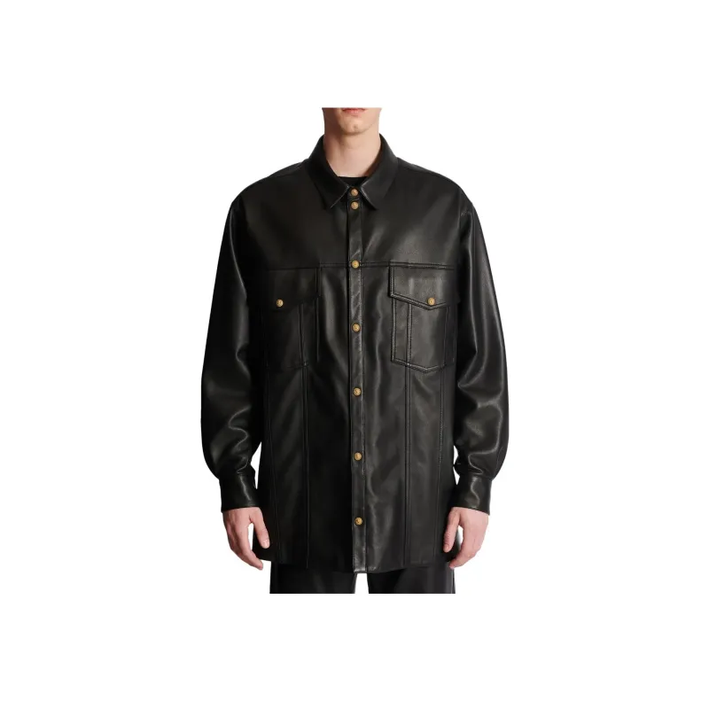 BALMAIN Lion Lambskin Overshirt-3