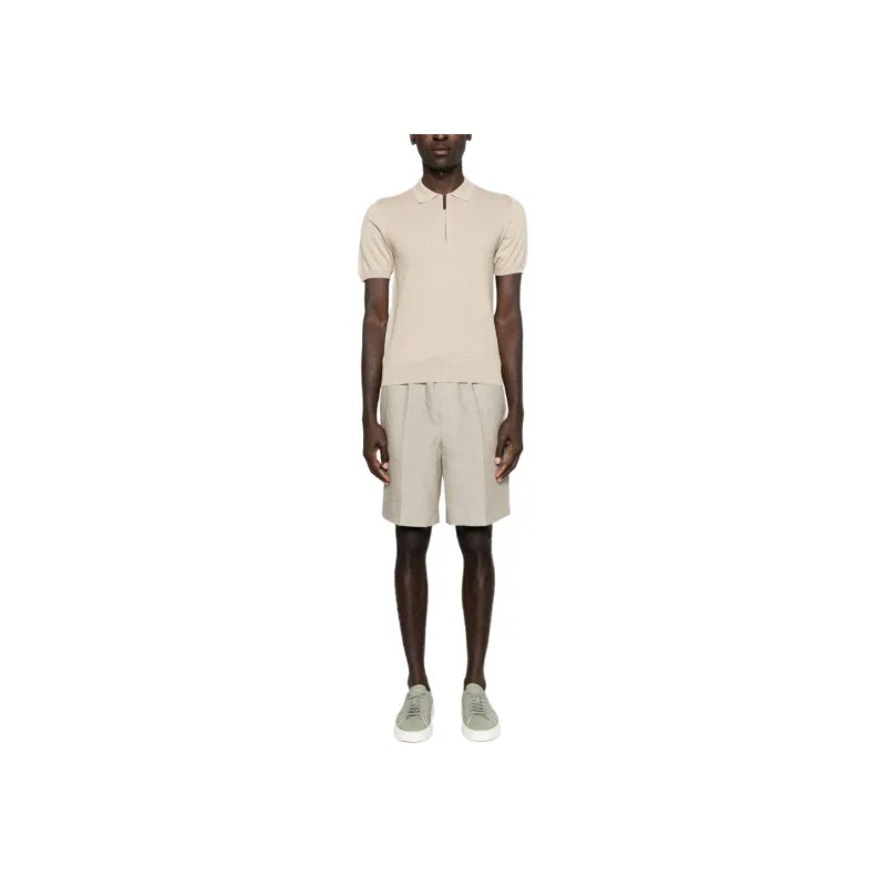 Canali Zip up Cotton Polo Shirt-1