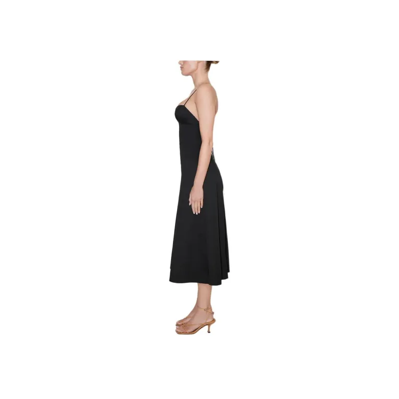 Khy SS24 DROP 007 Poplin Low Back Midi Dress Slip Dresses Women's Black-2