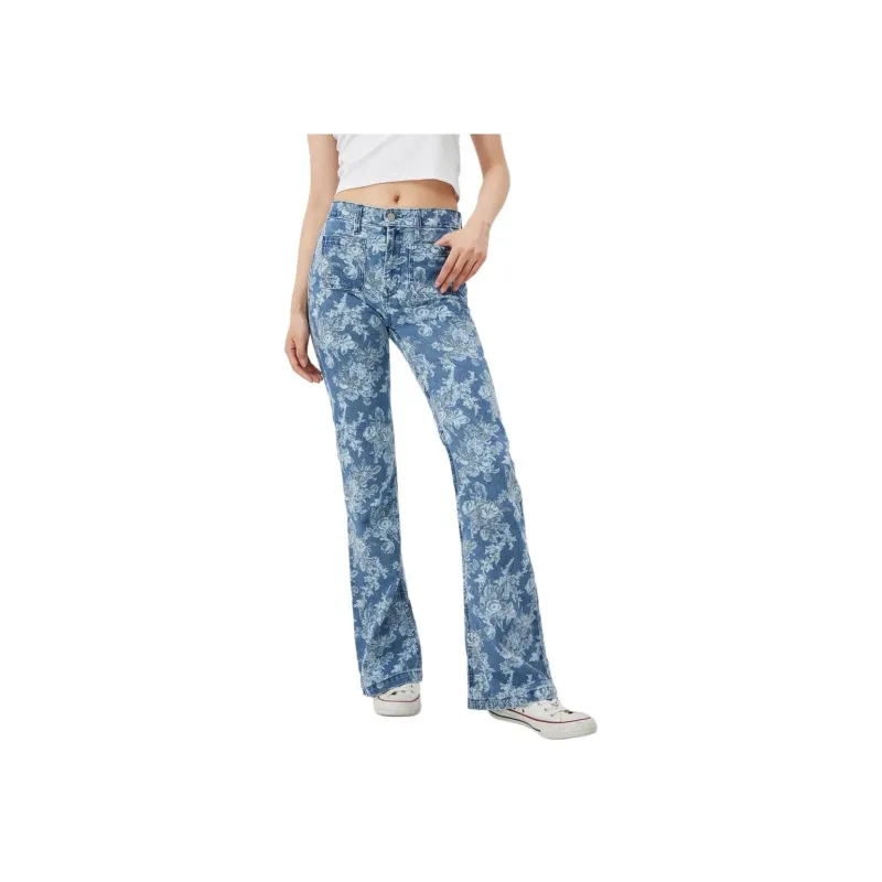 GAP X LoveShackFancy High Rise Floral '70s Flare Jeans With Washwell Indigo Flowers-3