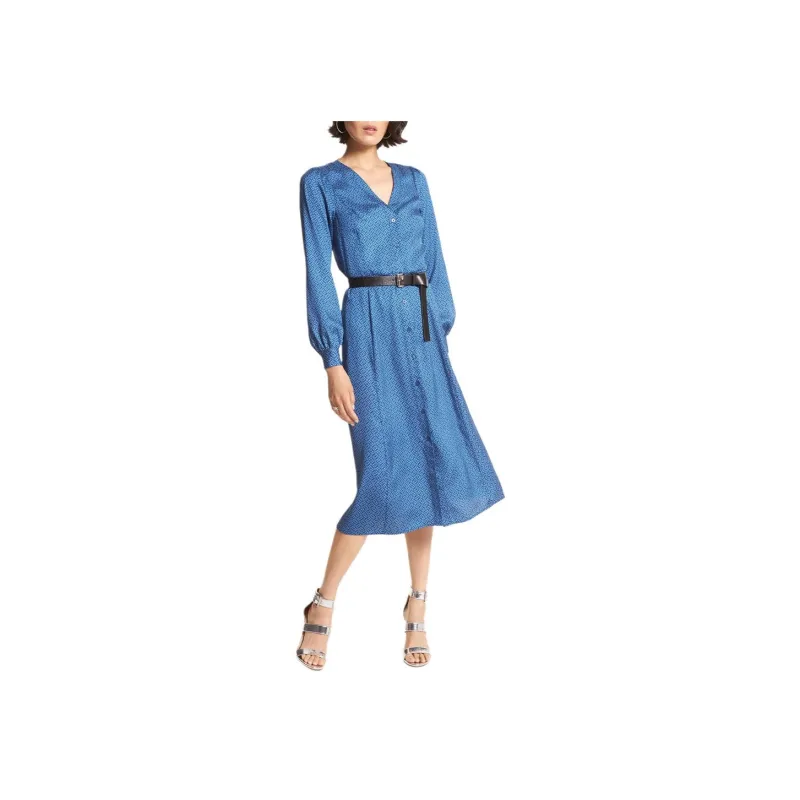 MICHAEL KORS SS23 Long Sleeved Dresses Women's Blue-0