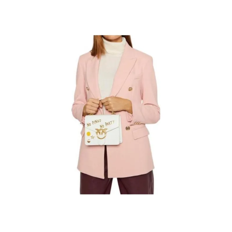 PINKO Cow Leather Bird Bag Swallow Bag Handbag Mini Women's White-5