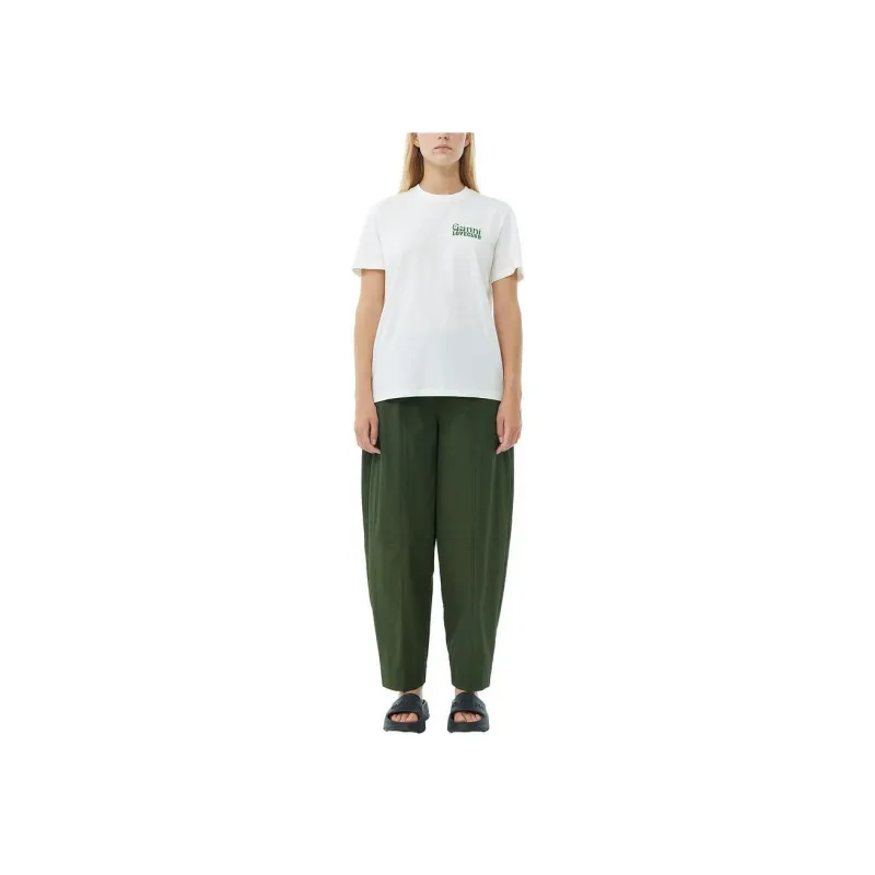 GANNI Logo Printed Crewneck T Shirt-1