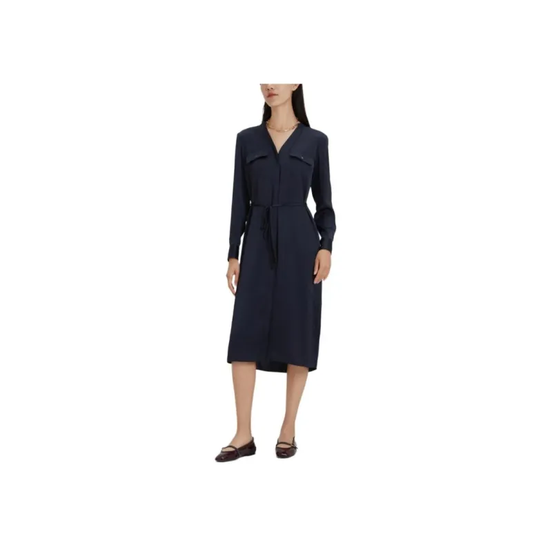 THEORY Long-Sleeved Dresses Women's Deep Sea Blue-4