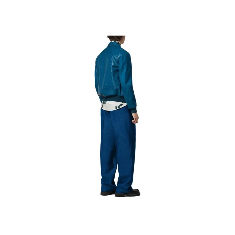 LOUIS VUITTON Leather Jacket Men's Sea Blue-3