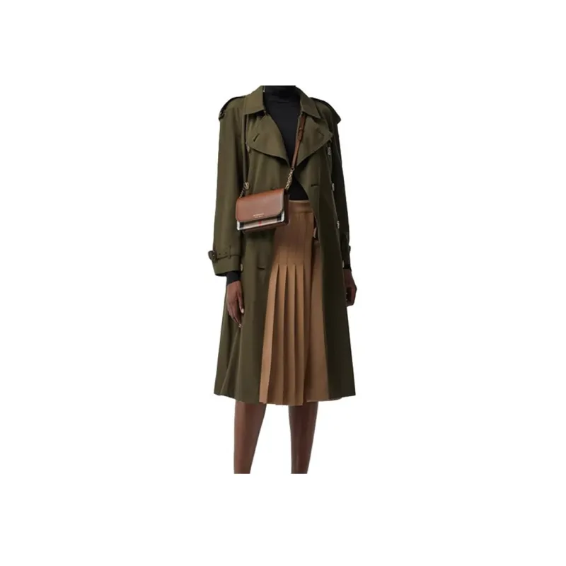 Burberry Vintage Calfskin With Canvas Shoulder Bag, Crossbody Bag Women's Brown-8