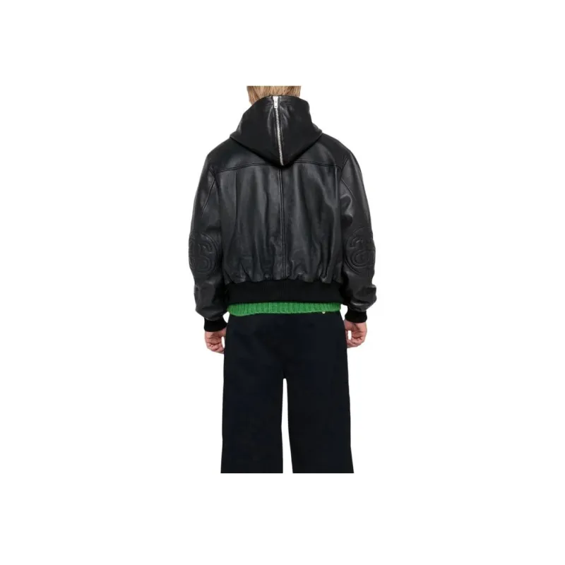Stussy Ss Link Leather Bomber Jacket-2