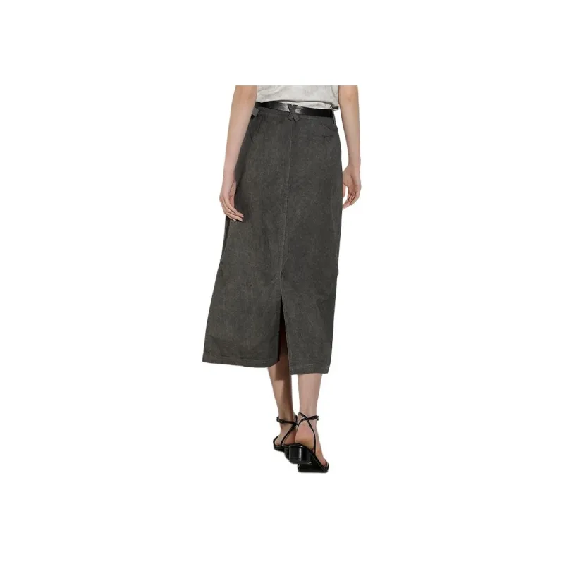 Ancient Alley Denim Long Skirt Women's Carbon Gray-5