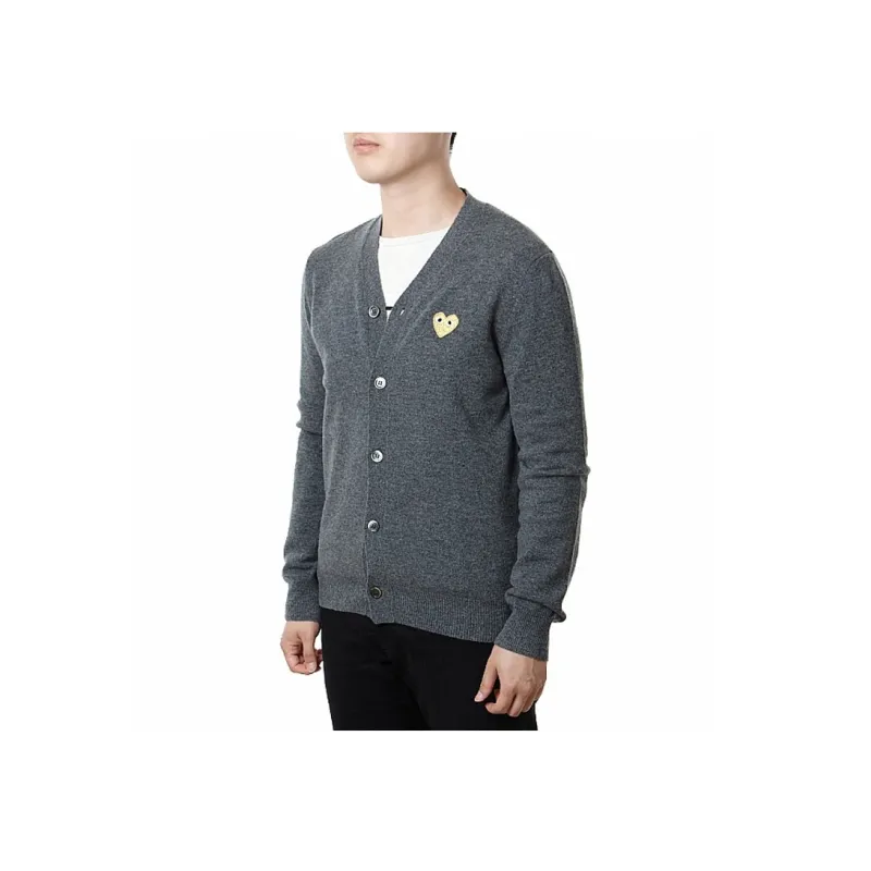 Comme Des Garcons Play Gold Heart Knit Cardigan Sweater-3