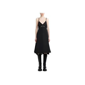 Sacai V Neck Sleeveless Midi Dress