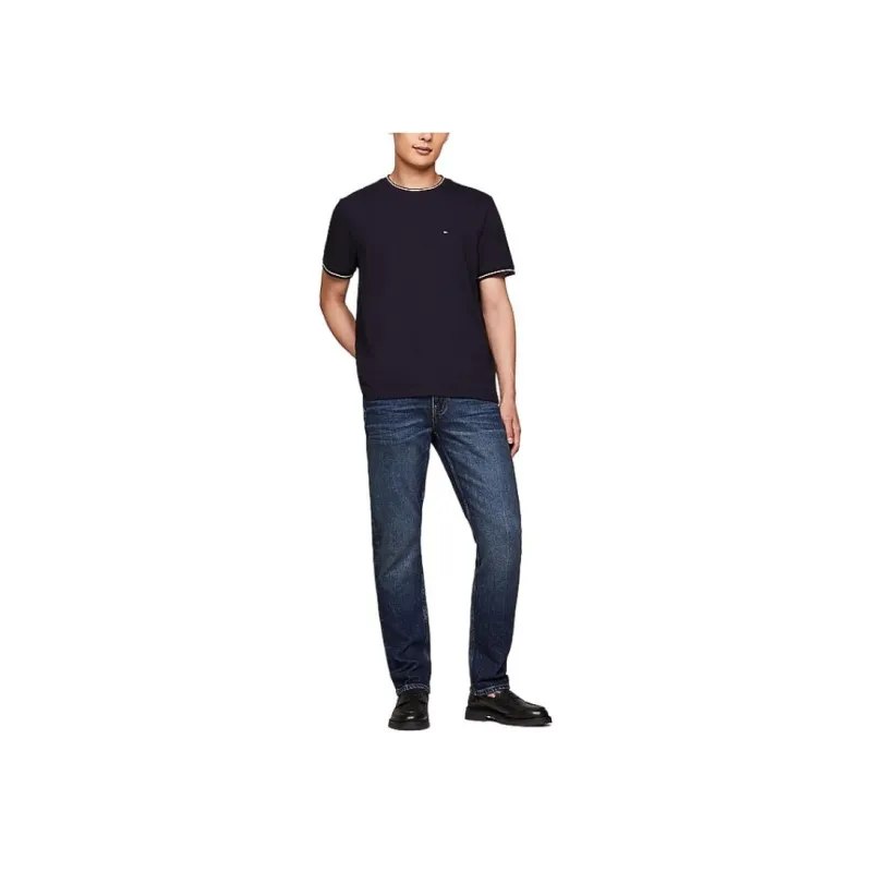 Tommy Hilfiger Signature Tipped T Shirt Men's Marine Blue-1