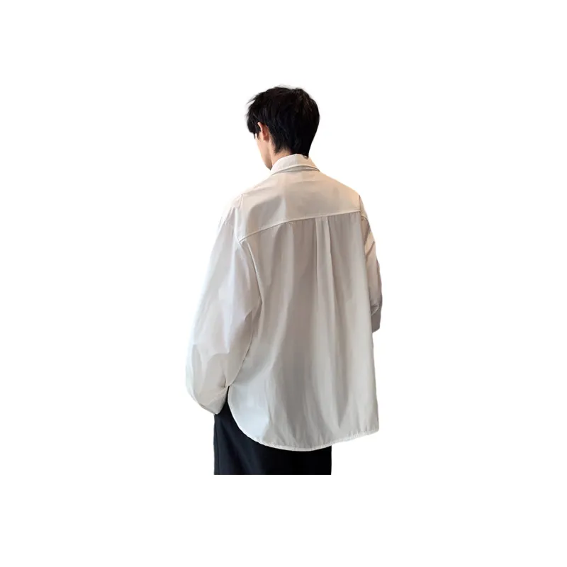 ACUOD BY CHANU Shirt Long Sleeved Charming Shirt For Men Korean Style Solid Color Trendy Bottom Layer Top Unisex-2