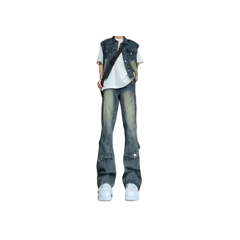 TESTUNG American Luxury Streetwear Trendy Brand Loose Fit Straight Fit Jeans Unisex-5
