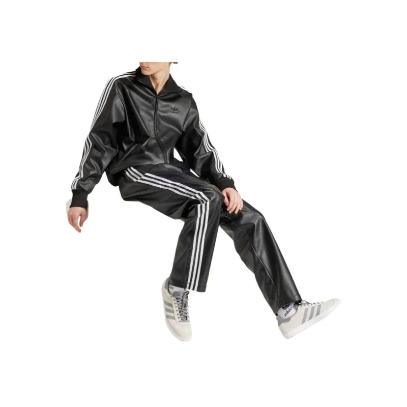 adidas originals Adicolor Striped Logo Print Zip-Up Fitted Long Sleeve Jacket-3