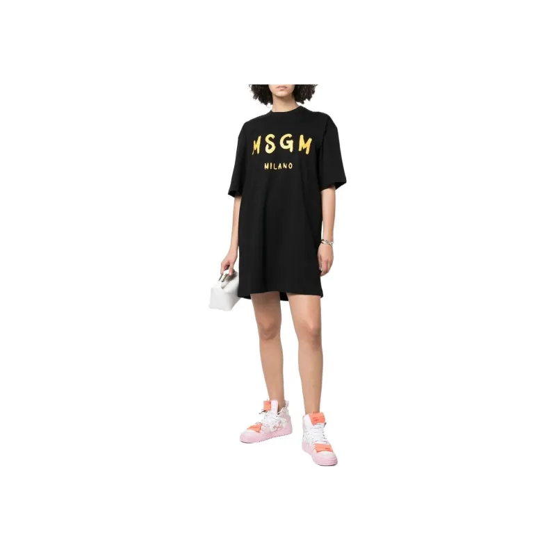 MSGM Short Sleeved Dresses Women's Black-1