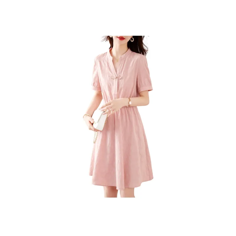 Still Quiet Short Sleeved Dress Women's Pink-0