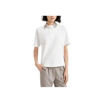 Brunello Cucinelli Sequin Embellished Short Sleeved Polo Shirt