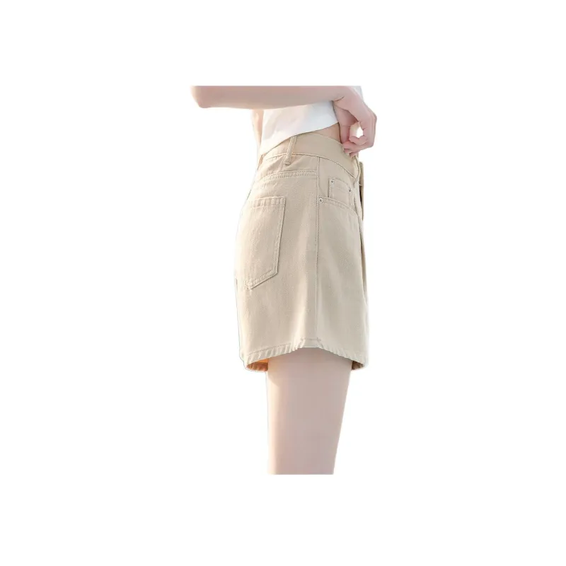 Mo Han Yi Mei Denim Shorts Women's Khaki-2