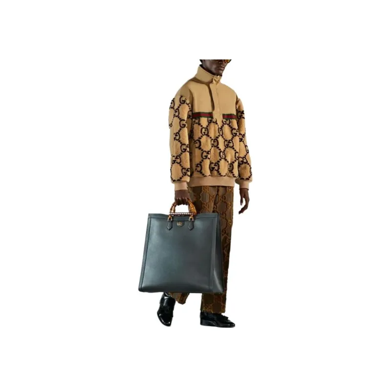 GUCCI Gg Jacquard Oversized Half Zip Wool Jacket-3