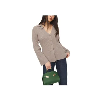 REFORMATION Shea Cashmere Collared Cardigan Cashmere Sweater Women's Light Brown