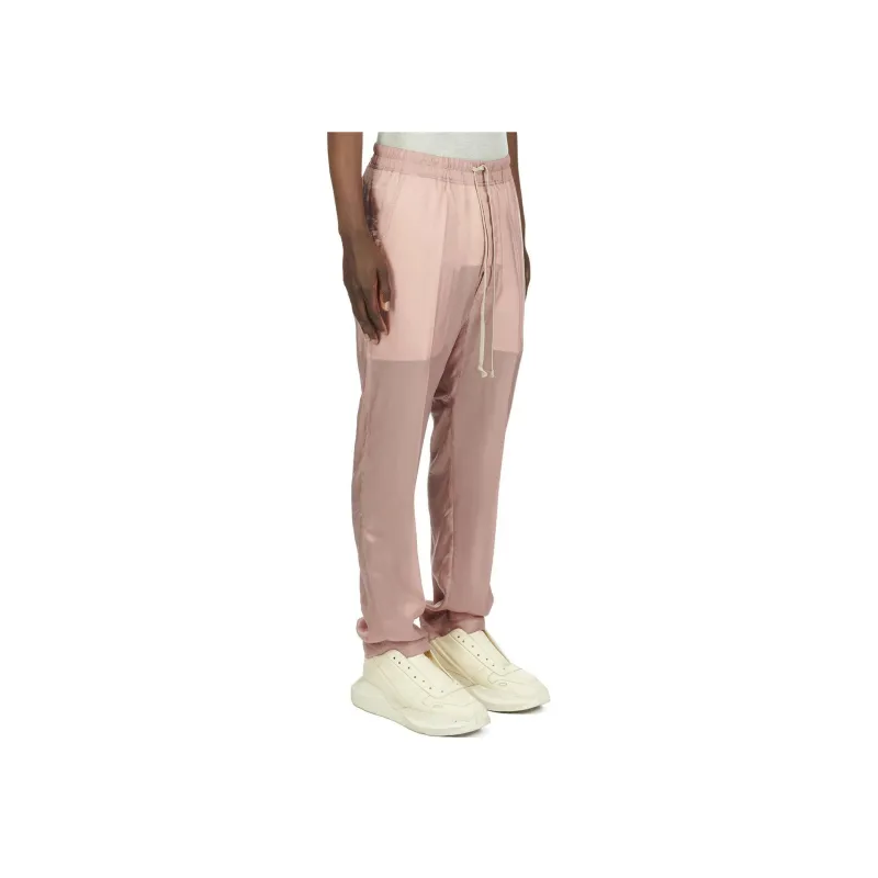 RICK OWENS/RO Lido Drawstring Long Cupro Japonette Casual Pants Men's Pink-3