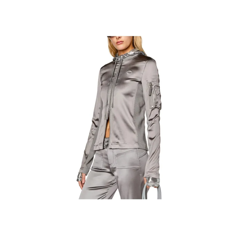 DIESEL Shiny Stretch Satin Track Jacket-3