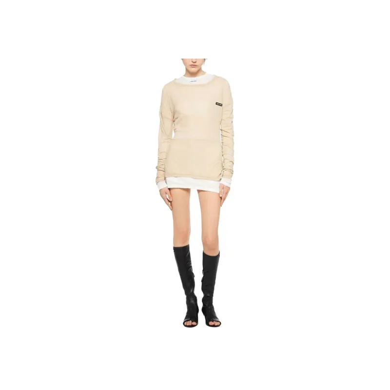 MIU MIU Logo patch Long sleeve T shirt-1