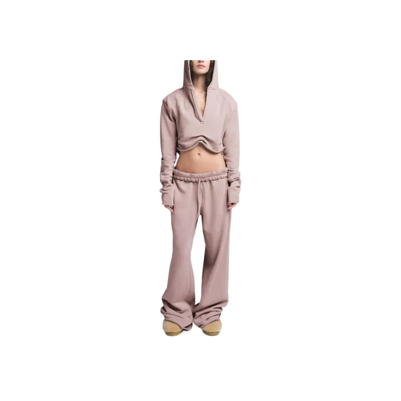 SKIMS SS25 FRENCH TERRY SHOULDER PAD CROPPED HOODIE Sweatshirt Women's FAWN/Deer-1