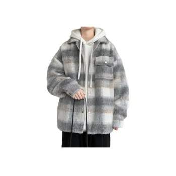 ACUOD BY CHANU Velvet feel Coat Unisex Green Lattice