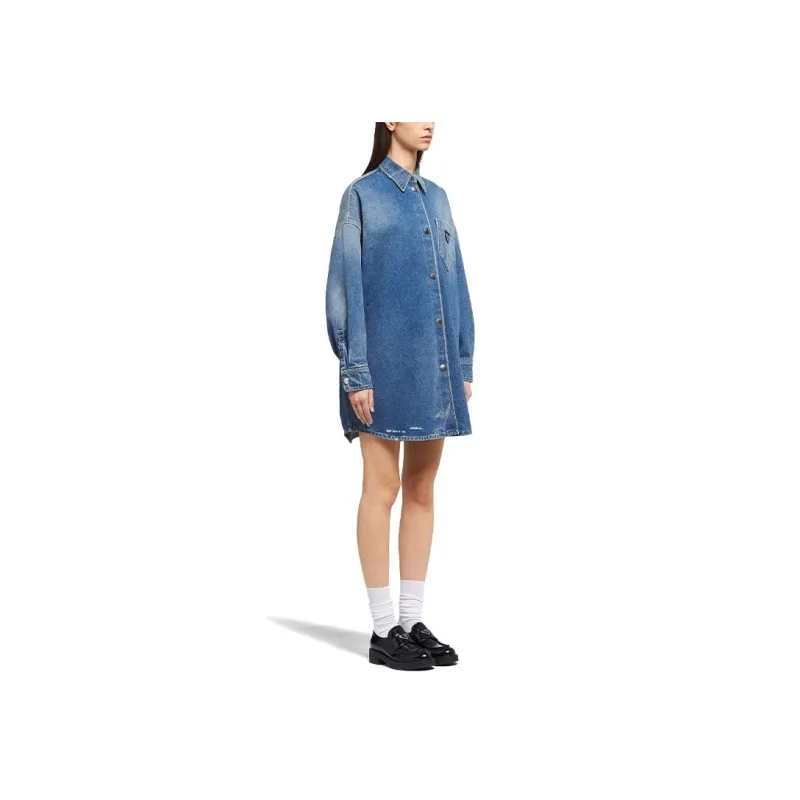 PRADA Triangle logo Denim Shirt-2