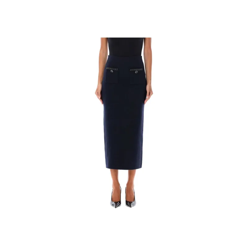 Self portrait Embellished Straight Midi Skirt-0