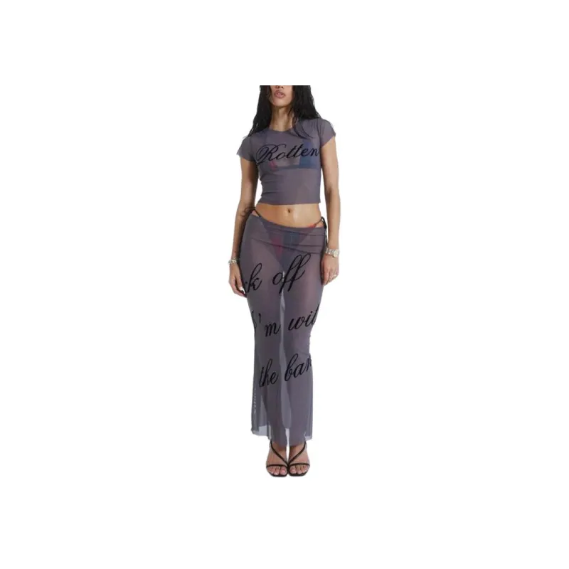 Jaded London VENDETTA Collection Casual Long Skirts Women's Gray-1