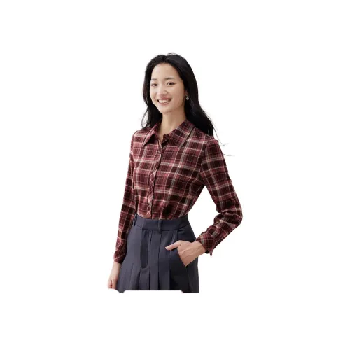 XIRAN 앙코라 레드 여성 셔츠