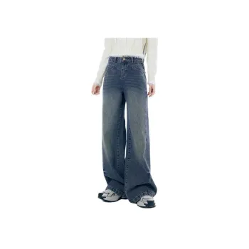LA CRAWFISH Jeans Women's Washed Denim Blue