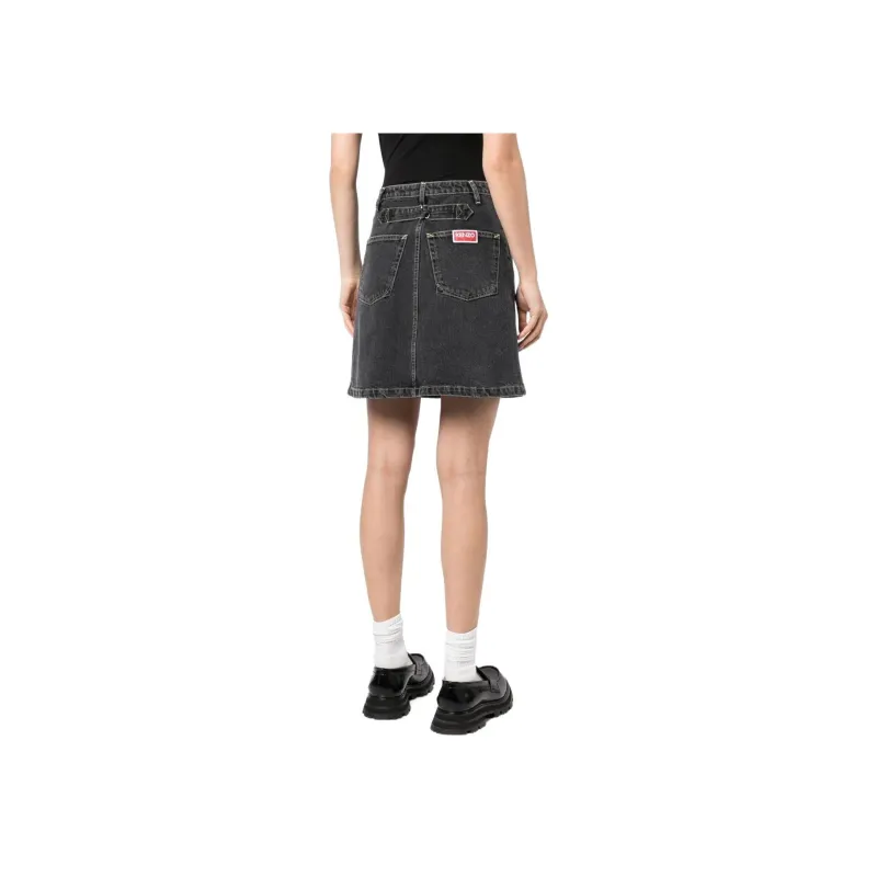 KENZO High waisted Bleached Denim Skirt-1