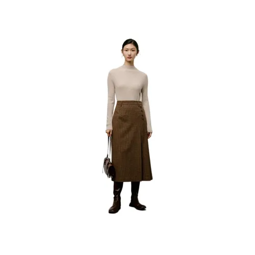 TKY SHOP 카키 여성 캐주얼 롱 스커트