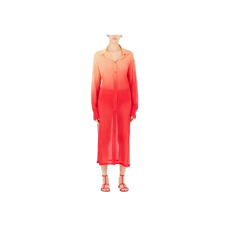 Ferragamo Long-Sleeved Dresses Women's Red-1