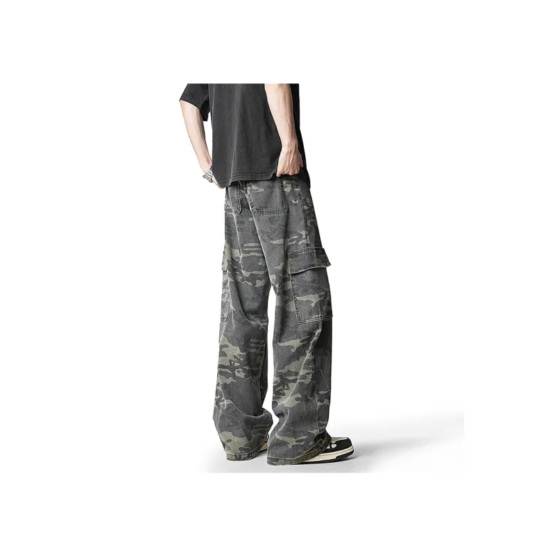 MIIOW Trend Party Series Jeans Unisex Green Camouflage-1