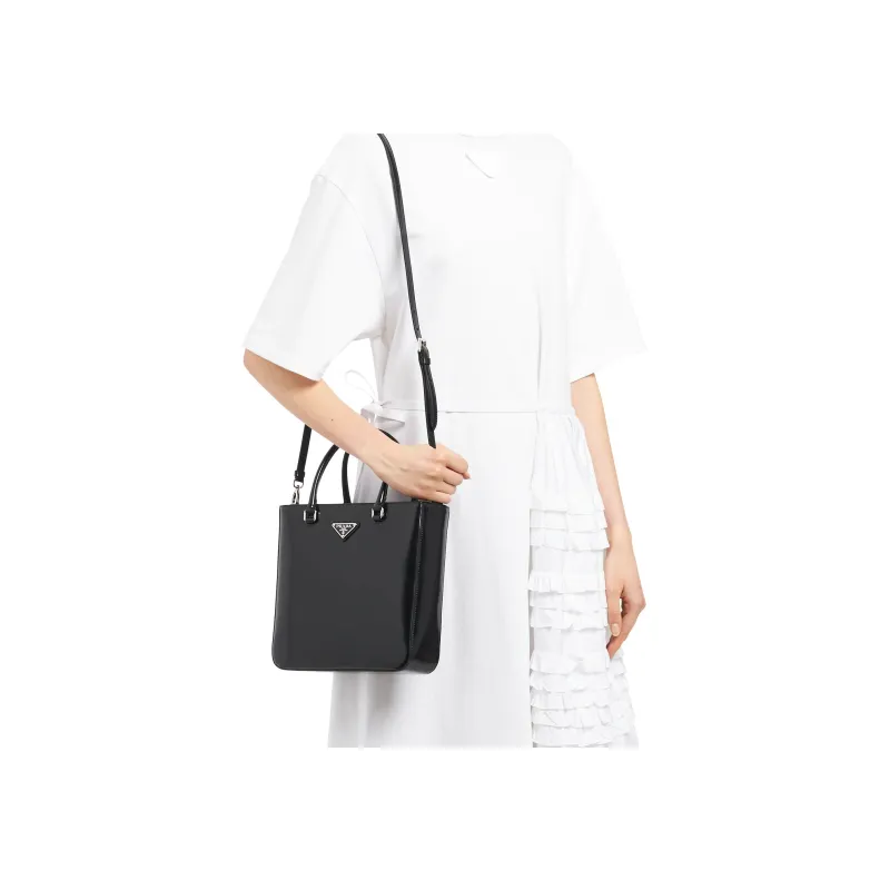 PRADA Shiny Leather Tote Bag Shopping Bag Handbag Women's Black-3