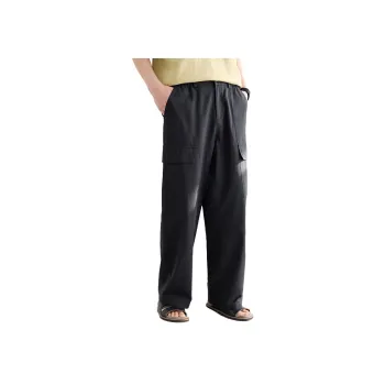 A.B.X Asymmetrical Patch Pockets On Both Sides Semi Elastic Waistband Casual Pants Men's